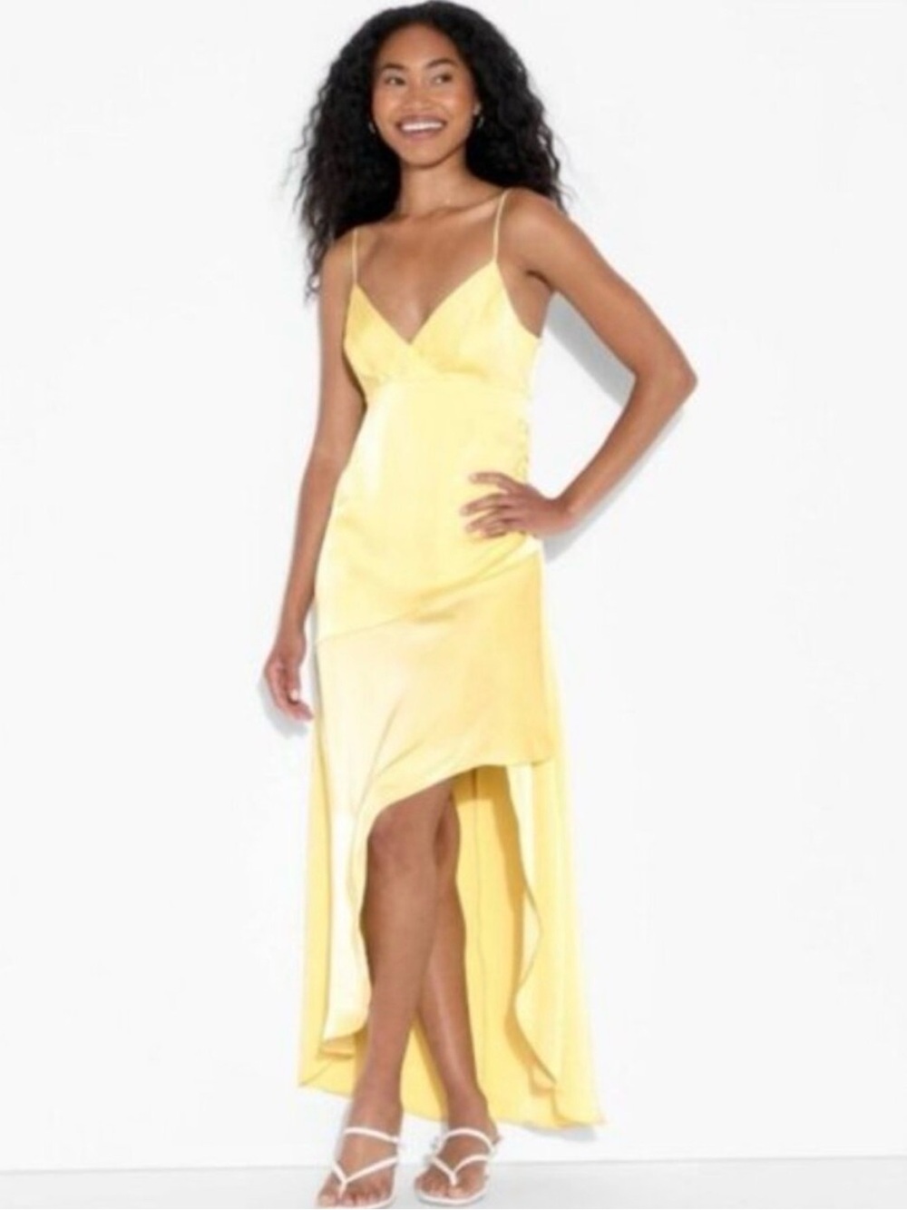Wild Fable Yellow Satin Maxi Dress Size M